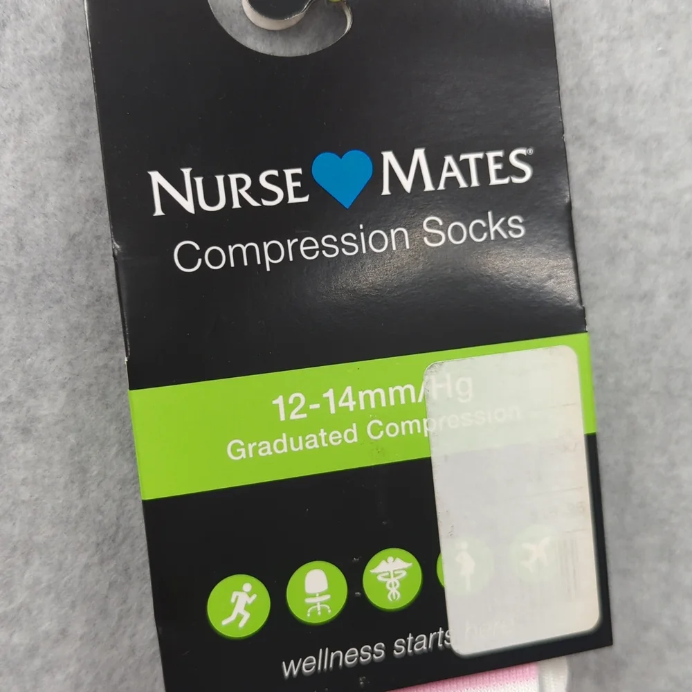 Nurse Mates compression socks 12-14mmHg 9-11 Trouser Stripes Pink